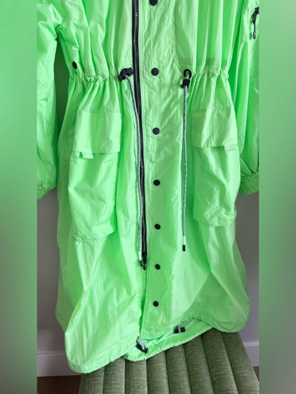 Free People Movement Aurora Maxi Windbreaker Parka in Neon Lime